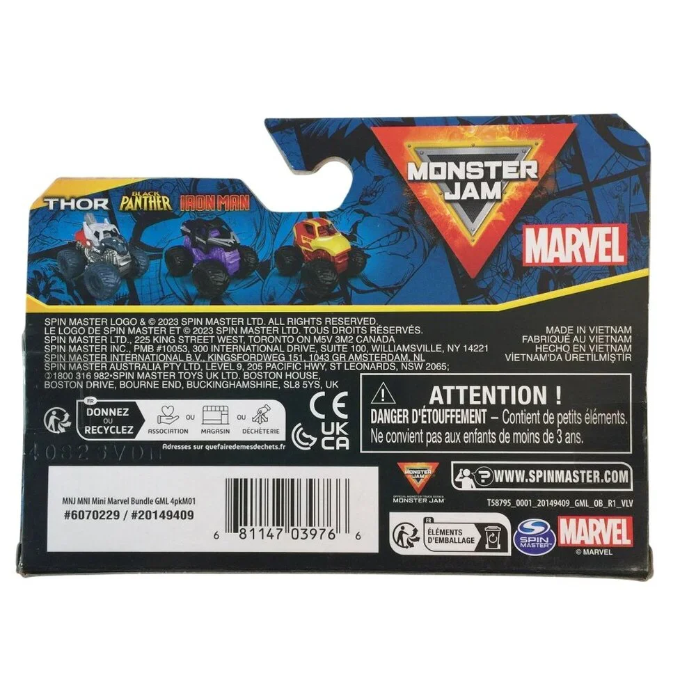Monster Jam Mini Trucks Marvel Thor Black Panther Iron Man Series 1‎ New